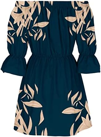 Ruziyoog ženske s ramena Volani ljetna haljina Tie Dye štampana majica haljine elastični struk Boho Mini plaža haljina