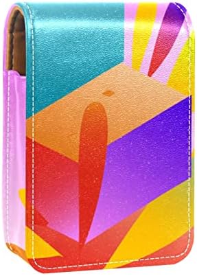 ORYUEKAN Mini torba za šminkanje sa ogledalom, torbica za kvačilo od umjetne kože, 3d uzorak u boji moderna umjetnost
