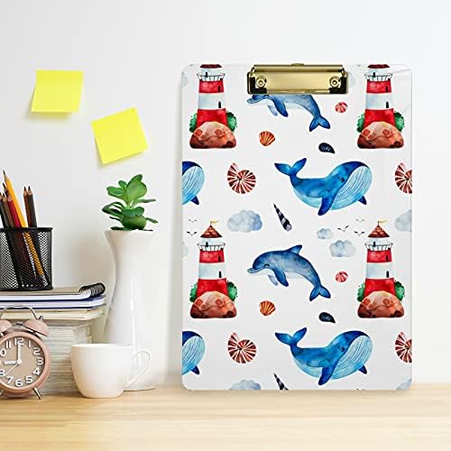 Whale Dolphin Plastic Clipboard 9x12.5 akrilne klipne ploče sa klipom niskog profila A4 Letter Size