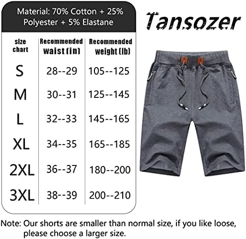 Tansozer muški kratke hlače Ležerne prilike za vježbanje s elastičnim džepovima struka i patentnim zatvaračem