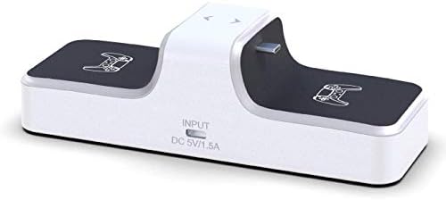 Qdlkxm PS5 punjač za kontroler, USB stanica za brzo punjenje sa dvostrukim postoljem za punjenje sa LED