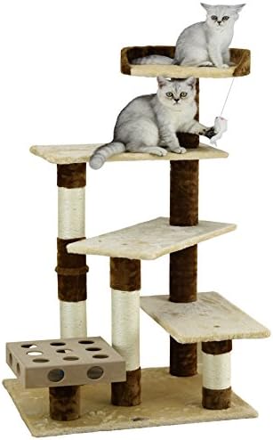 Go pet Club 45 & # 34; IQ zauzet Box Cat Tree Kitty Scratcher Kitten Condo tower house namještaj sa platformama na više nivoa i igračke za zatvorene mačke, bež / braon