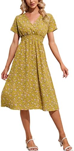 Ringler haljina temperament V izrez elastični struk Mala cvjetna suknja duga suknja tekuće žene ljeto
