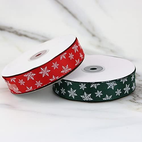 1 Crvena štampana Bijela pahuljica Grosgrain Ribbon božićni poklon trake ručno rađeni diy Ribbon Set za pakovanje poklona, izradu, Božićni dekor za vjenčanje