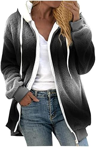 Jakne s dugim rukavima Teen Girl Flannel Brunch Termalno nejasno sa kapuljačom Kardiganskim patchwork jakna