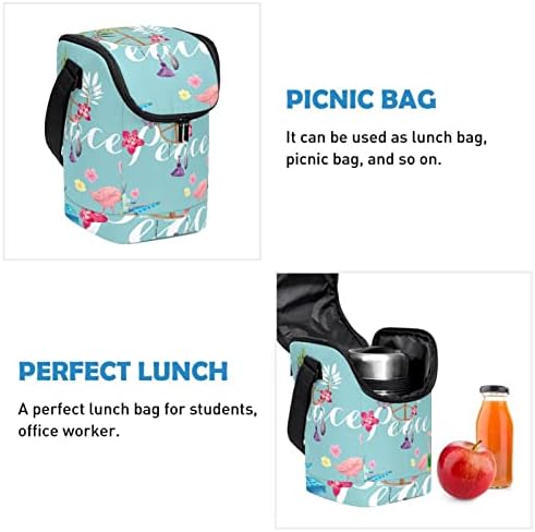 Guerotkr torba za ručak za žene, kutija za ručak za muškarce,ženska kutija za ručak,simbol mira Flamingo cvijet