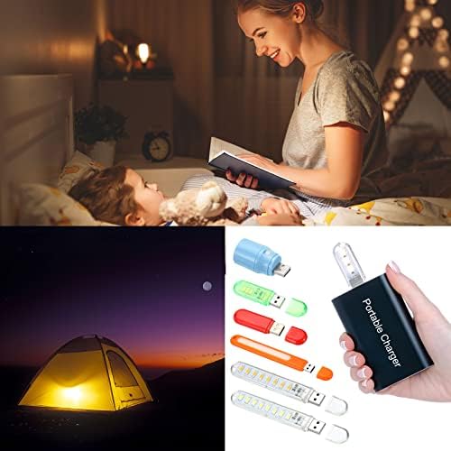 Patikil USB noćna svjetlost, 8 paketa Prijenosni priključak u malim LED lampicama sa 3 svjetiljke perle USB svjetlo za kupatilo Spavaća soba Čitanje spavaćih kampova, narandžasta