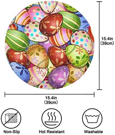 Akvarel proljeće Uskršne jaja okrugli placemit set od 4 okrugli sto za placer zeleno crveno mjesto MATS TABRODMats 15 inča za kuhinju za trpezarije