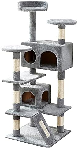 Cat Tower, 52,76 inča CAT stablo sa sisalnom ogrebotinama, višeslojni mačeni stan sa podstavljenom platformom, 2 luksuzni stanovi, za mače, za kućne ljubimce
