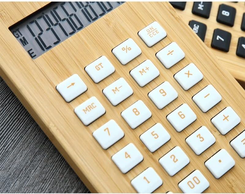 XWWDP solarni kalkulator 12-znamenkasti ekran Veliki ekran bambus i kalkulator drva Studentski financijski desktop