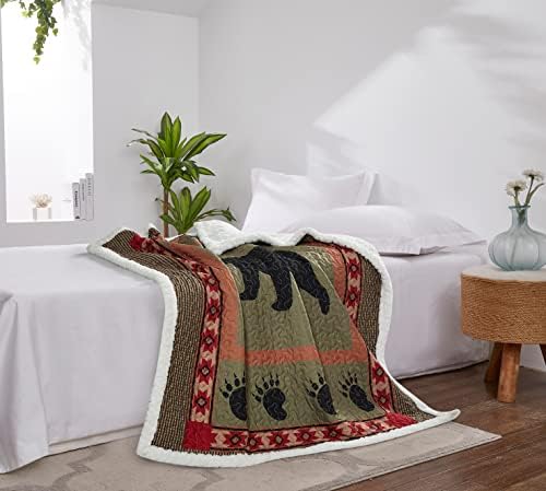 Virah bella prekriven medvjed rustikalni ševar bacaj pokrivač za kauč - 50 x 60 - medvjeđa i šapni kućni bacanje