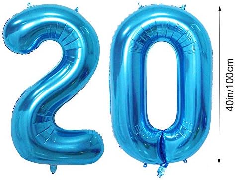 Huture 40 inča Blue Jumbo Digital brojevi Balon Ogromni džinovski balon folija Mylar Balloons za rođendanski