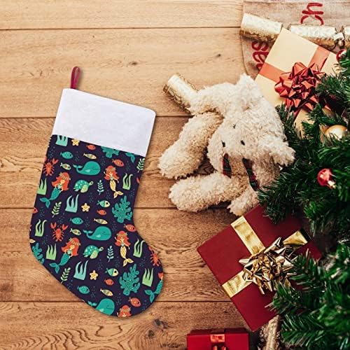 Mala sirena Božić viseći čarape za čarape za Xmas Tree Streeplace Holiday Home Decor