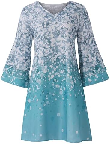 Haljina za žene, casual 3/4 rukava V izrez cvjetna mini haljina 2023 ljetne vintage SPLICED LAFENIRANE