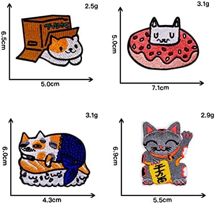 4 komada smiješna crtana japanska sretna mačja gvožđa na zakrpama, izvezeni šivanje zakrpa