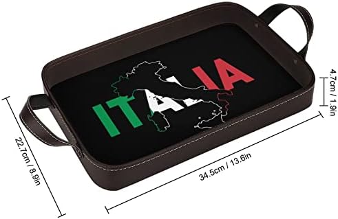 Italia Flag Mapa Kožna dekorativna ladica Personalizirani posluživački pladanj Organizator za pohranu sa ručkama za kućni hotel