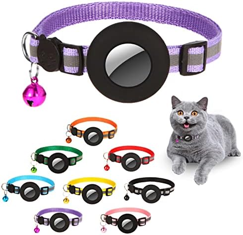 Tilanmiy Airtag kragna za mačke otcepljena, reflektirajuće kragne sa Apple Air Tag GPS držačem i zvonom za mačiće i štence