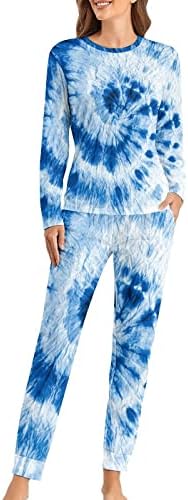 Indigo plavi akvarel prljava Umjetnost ženski Set pidžame dugih rukava odijelo za spavanje Pjs Lounge