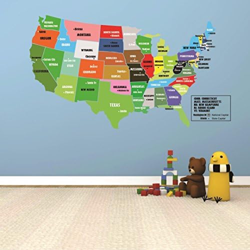 Naljepnica na zidu naljepnica : Sjedinjene Američke Države Svjetska karta učionica djeca učenici nastavnici šareno učenje veličina nastave: 12 inča X 18 inča