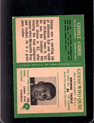 1966. Philadelphia # 54 George Andrie Uer VG kauboji