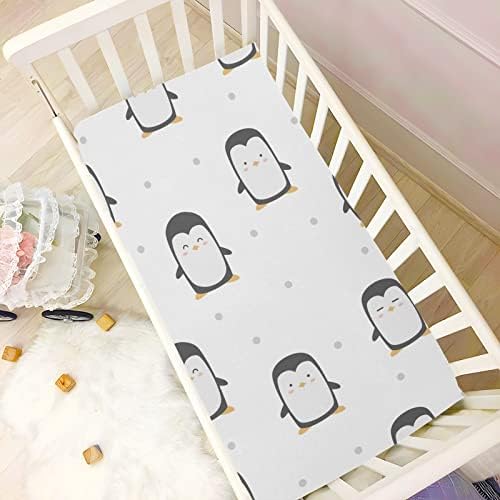 Slatki pingvinski kreveti za dječake Dječji paket i reprodukcijski listovi prijenosni mini listovi krevetića za kreveti za kreveti za standardne dječje listove krevetića za dječake, 39x27in