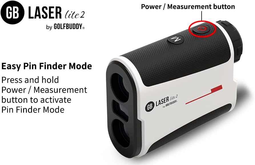 Golf Buddy Laser Lite 2 RasFinder, PIN Pronađi režim skeniranja, brzina brze mjerenja, 880 metara stavljajući raspon, 6x uvećanja, precizno pričvršćeno za vibraciju, nagib / isključivanje, otporan na vodu