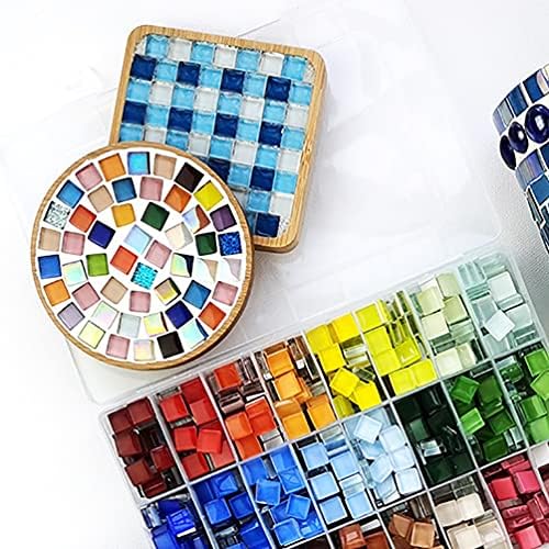 Focal20 Mosaic Tiles Square Iridescent Crystal Mosaic Glass Tile for Crafts, Mosaic Pieces DIY ramovi za slike