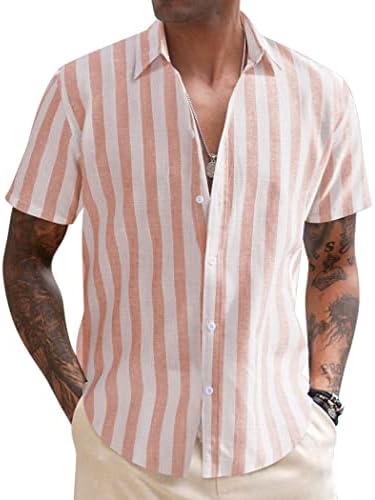 COOFANDY Muška posteljina Casual kratki rukavi košulje dugme down ljetna plaža majica