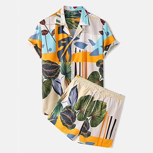 Majice muške Print Set rever dugme kratki rukav Shirt& plaža kratki ljetni Set za muškarce Hawaiian Casual dvodijelni