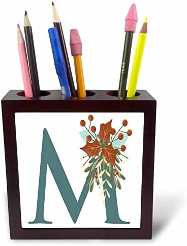 3drose slatka Teal Božić Monogram početni držači za olovku M - pločica