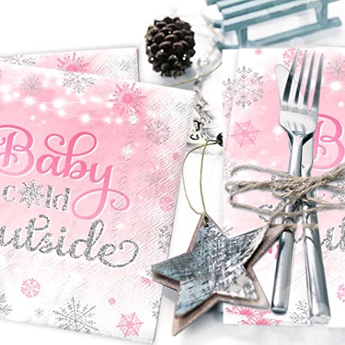 Beba je hladno izvan dekoracije za bebe-40pcs ružičasti za bebe salvete zimske čudesne pahuljice
