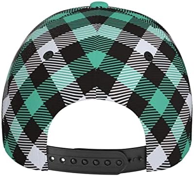 Biscay zeleni crno-bijeli tartan plaidni unisex ispis bejzbol kapu casual kamiondžija podesiva soft kapu na otvorenom