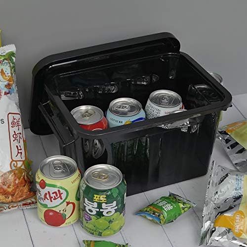 Qqbine 6 četvrtina crne plastične kutije za smeće kanta s ručkama, 6 paketa