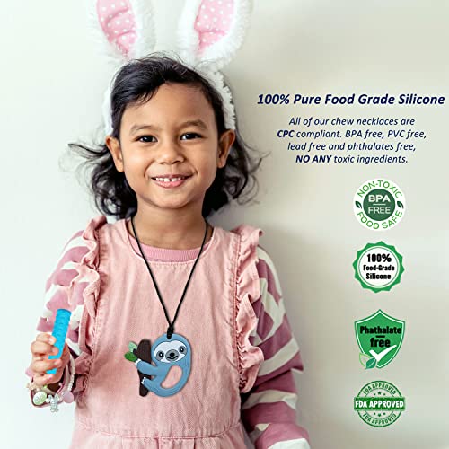 Senzorna ogrlica za žvakanje za decu dečaci devojčice, silikonske igračke za žvakanje za decu sa ADHD autizmom, anksioznošću, ogrlica za žvakanje senzorno smanjuje odrasle dece koja žvaću Vrpoljenje 5 pakovanja