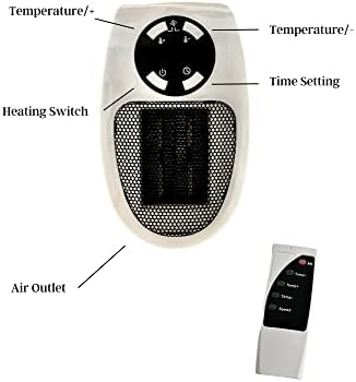 2023 - novi Utični grijač za unutrašnju upotrebu - zidni grijač sa utikačem od 500 W, podesivi termostatski