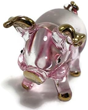 TINY 1½ visoka kristalna pink ručna ruka puhala čiste staklene umjetničke figurice Životinje na farmi minijaturni dollhouse replika kolekcionarskog dekora Poklon