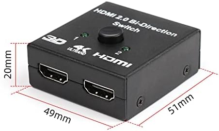 Mookeenone HDMI dvosmjerni prekidač Video razdjelnik, HDMI prekidač dvosmjerni HDMI 2.0 razdjelnik za 4K 3D 1080