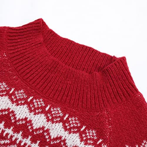 Ženski božićni džemperi Crveni pahuljivi pleteni džemper