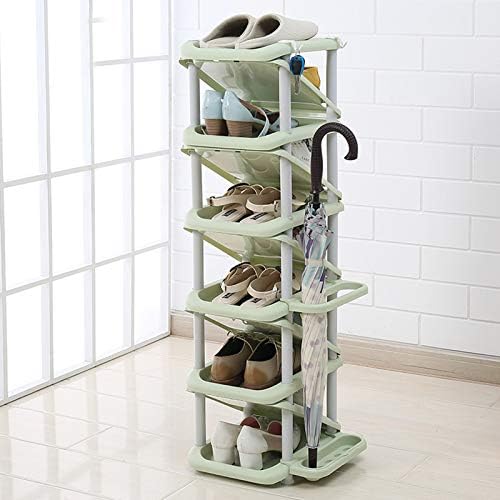 PMH multifunkcionalni nosač cipela, plastični materijal, 6 nivoa stalak za cipele, police za obuću, kućište, kućni sideal za hodnik, kupatilo, kuhinju, dnevni boravak, tamno zeleno