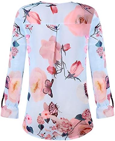 Xiloccer ženska ležerna cvjetna tiskana majica Majica Šifon nepravilni hem, a bluze za žene šifon bluza