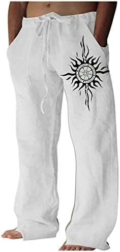 Muške pamučne posteljine hlače Ljeto labavi elastični struk džepovi hlače povremene lagane redovine pantalone