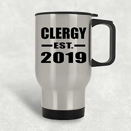 DesignSify Clergy uspostavljen est. 2019, srebrna putna krila 14oz izolirana od nehrđajućeg čelika, pokloni