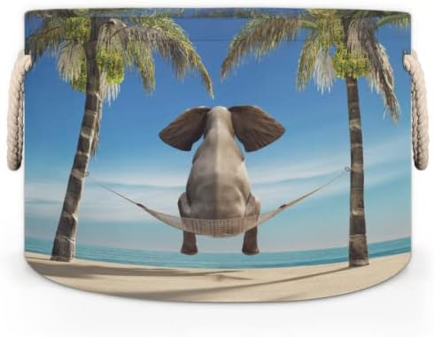 Sea Beach Palm Tree Slon velike okrugle košare za skladištenje basketa za pranje rublja sa ručkim košarom
