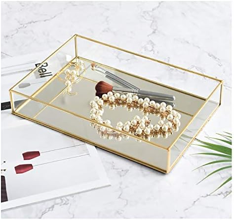 Dekorativna ladica Zlatna ogledala ladica parfema Vanity CASERSER Metalni ukrasni nakit Organizator šminke za šminku za kupaonicu