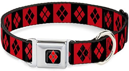 Konkl-dolje sigurnosni pojas kopča za pse - Harley Quinn Diamond Blocks crvena / crna crna / crvena