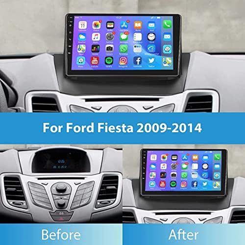 Android Auto Radio za Ford Fiesta 2009-2014, 9 HD 1080p ekran osetljiv na dodir auto Stereo sa Bluetooth-om, ogledalo Link GPS navigacija wifi FM rezervna kamera audio prijemnik plejer