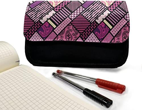 Lunad Magenta olovka, patchwork stil polka točkice, olovka od tkanine s dvostrukim zatvaračem,