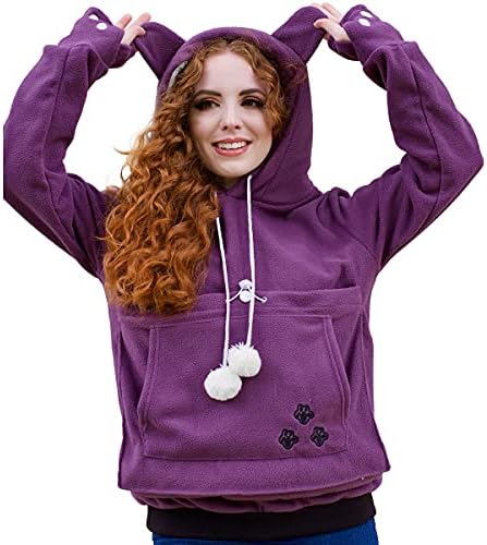 Linyuchen Cat Pas torbica Duksevi mačeni Veliki džepni nosači pulover- Fleece Duksera sa mekom torbicom