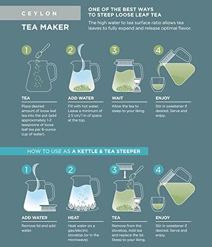 Čajnik za čaj sa jednim dodirom, čajnik od 2 in-1 i stajalište sa čajnim čepom s klipnim poklopcem od nehrđajućeg čelika za labav čaj - čaj od toplog stakla - čajnik Connoisseur's Choice