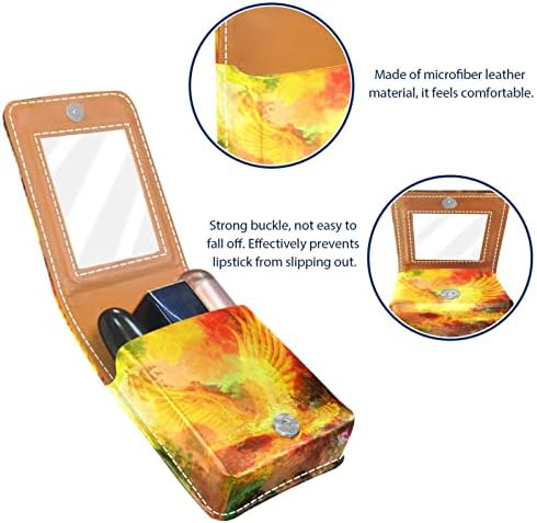 ORYUEKAN Mini torba za šminkanje sa ogledalom, torbica za kvačilo od umjetne kože, Abstract Art Phoenix